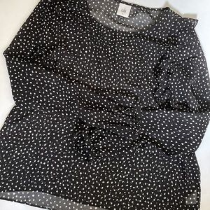 CAbi Black Polka Dot Long-Sleeve Blouse